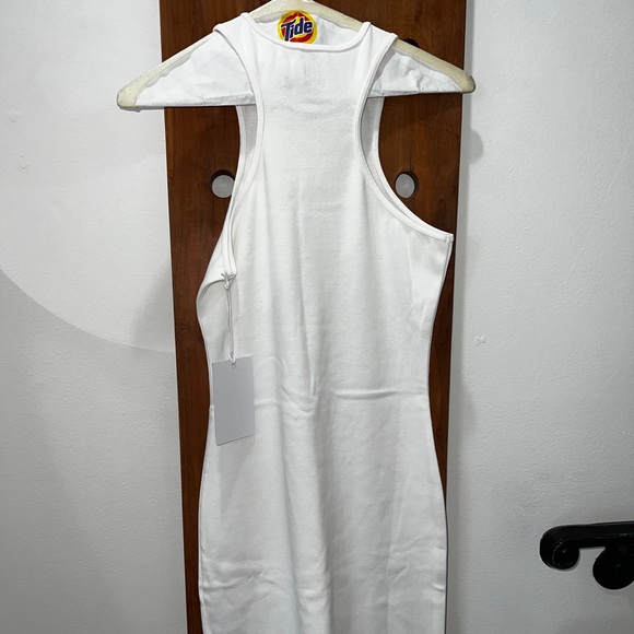 Helsa Heavy Rib Double Halter Dress in White - Picture 11 of 14